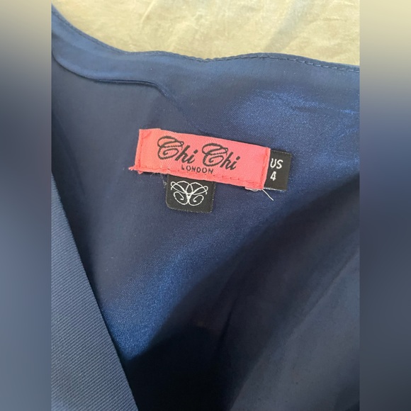 Chi Chi London Navy Tea Length Dress - Picture 6 of 8